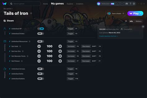 Tails of Iron Cheats and Trainer for Steam .